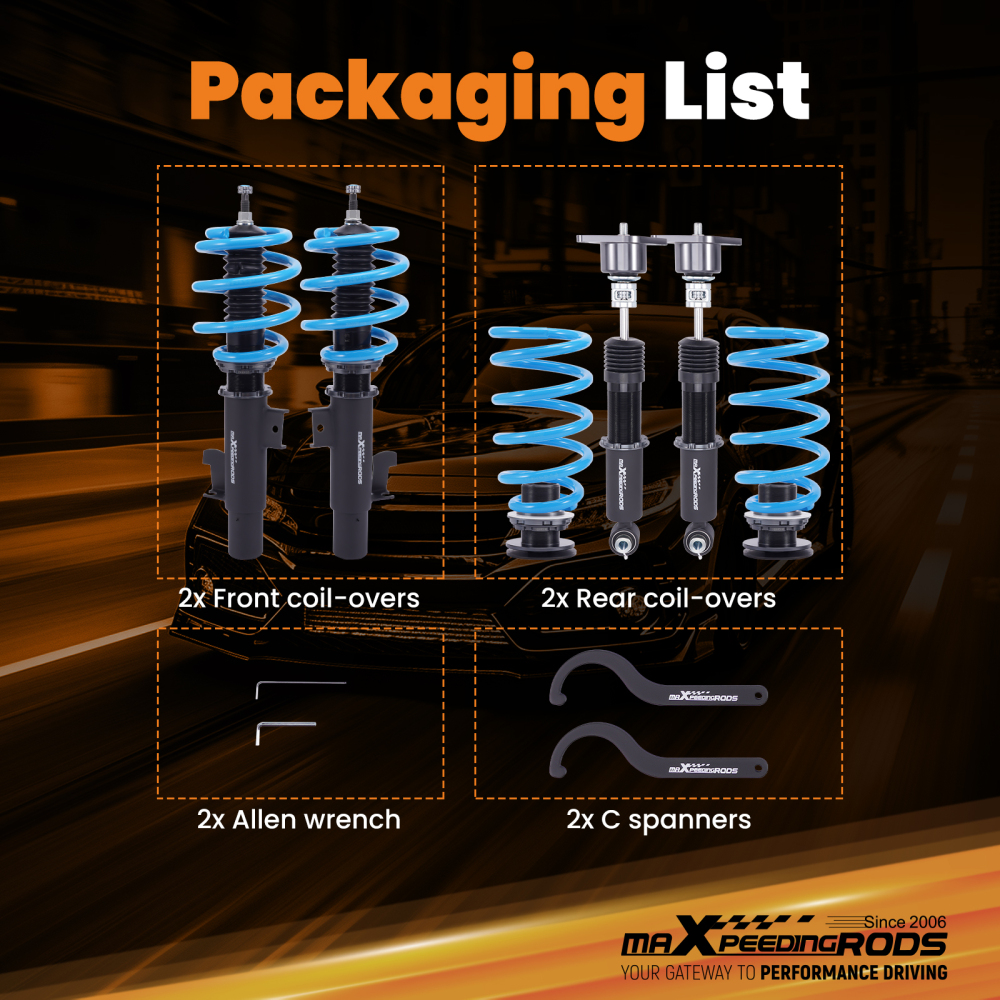 MaXpeedingrods Coilover 24 Ways Damper compatible for Volvo S60 2011-18 S80 2007-16 compatible for FWD AWD