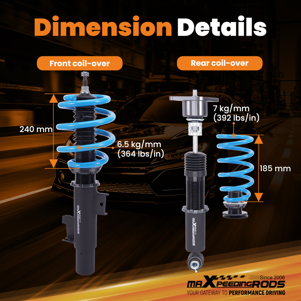 MaXpeedingrods Coilover 24 Ways Damper compatible for Volvo S60 2011-18 S80 2007-16 compatible for FWD AWD