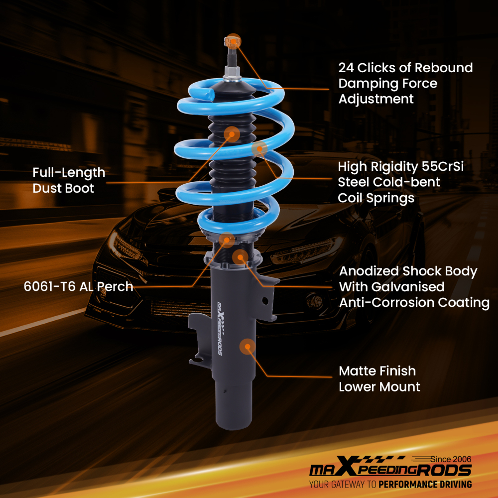 MaXpeedingrods Coilover 24 Ways Damper compatible for Volvo S60 2011-18 S80 2007-16 compatible for FWD AWD