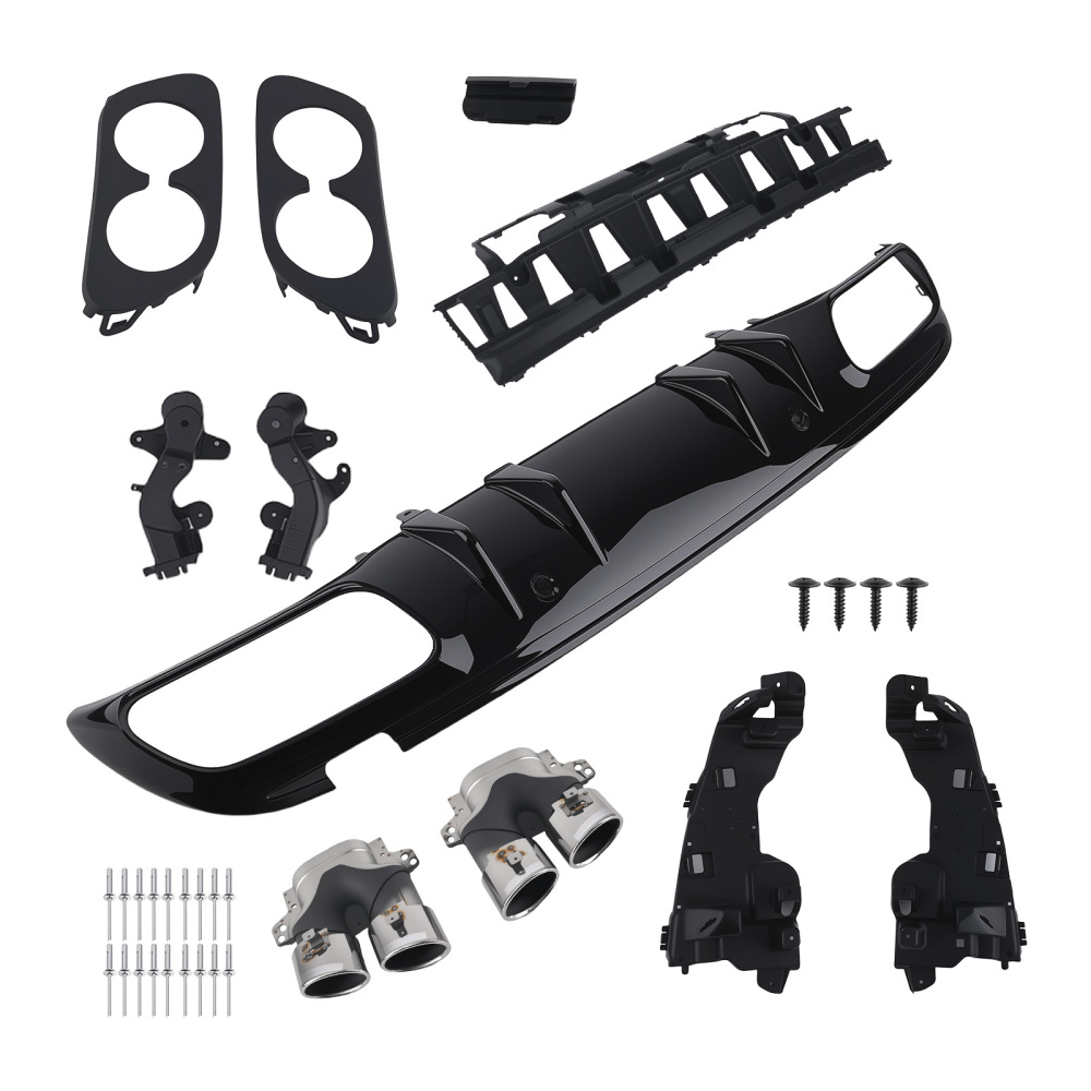AMG Rear Diffuser Kit Compatible for Mercedes C63 C43 Coupe 2015-2021 Black PP Chrome