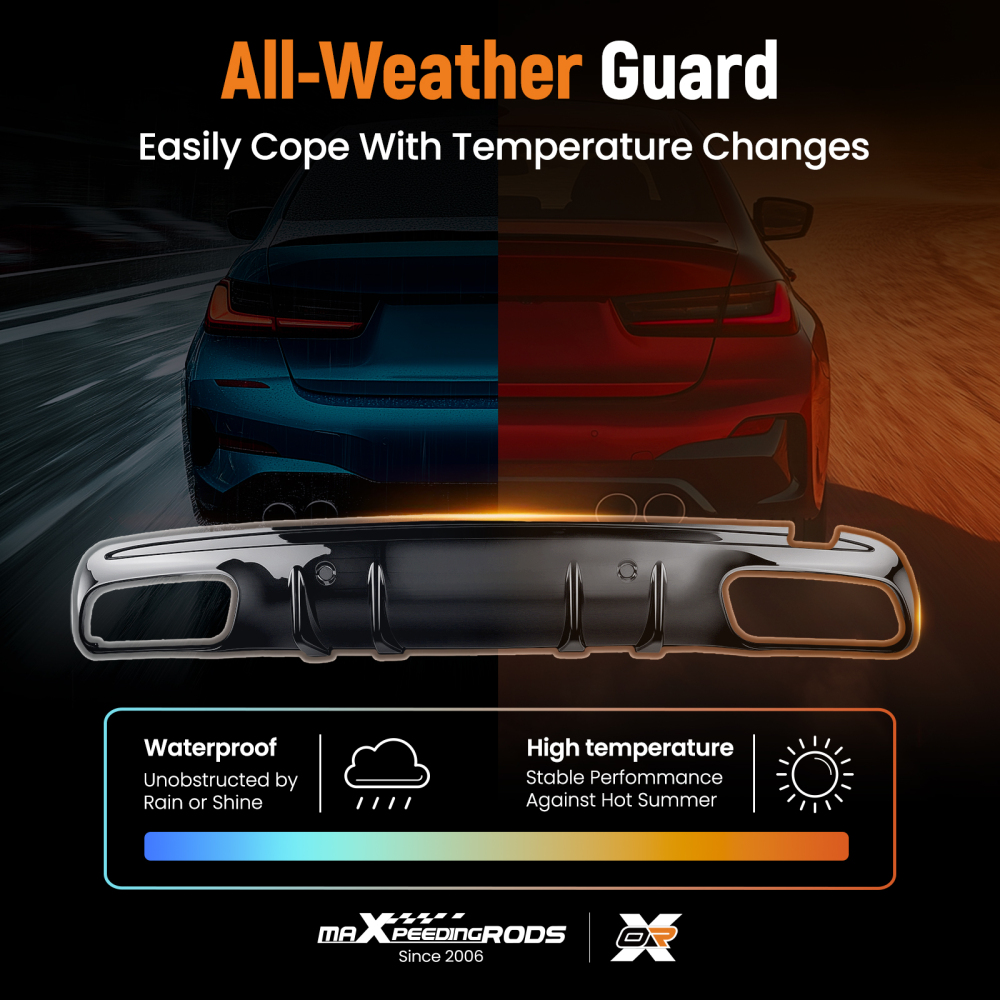 AMG Rear Diffuser Kit Compatible for Mercedes C63 C43 Coupe 2015-2021 Black PP Chrome