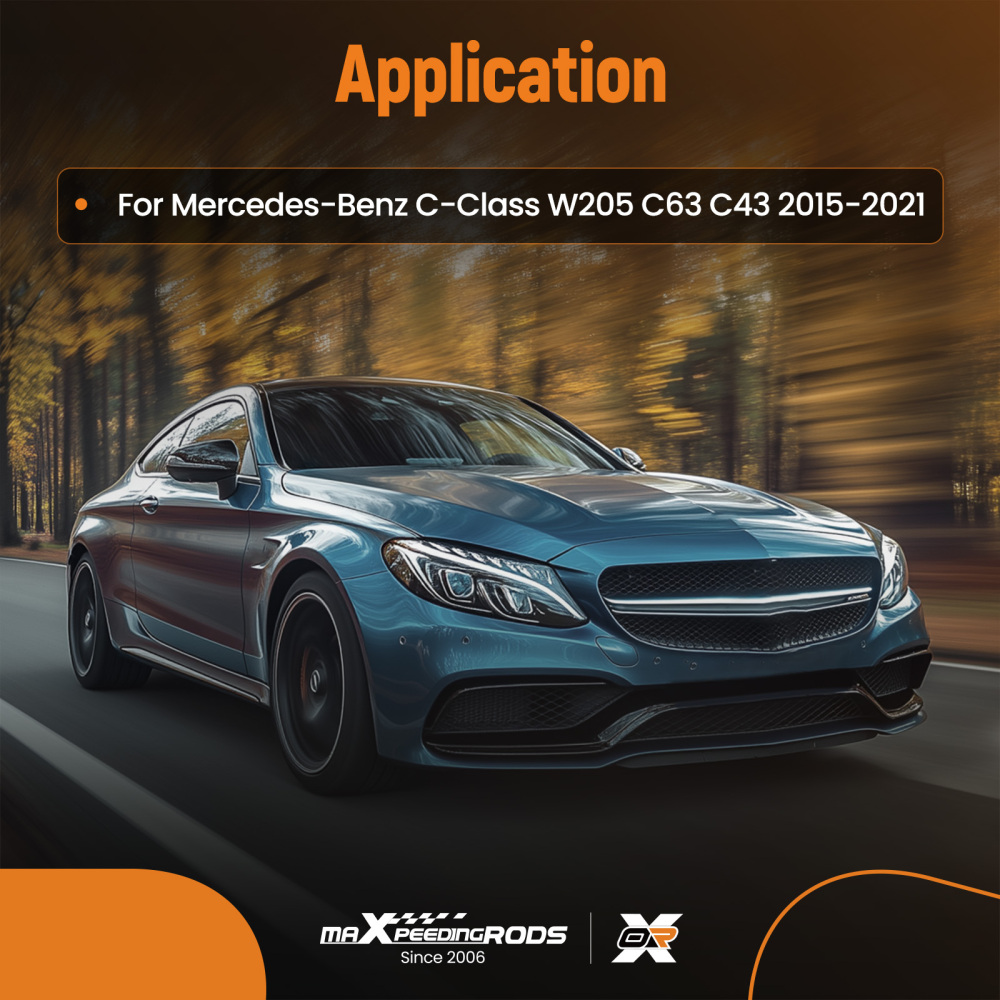 LED BUMPER DIFFUSER + BLK EXHAUST TIPS FOR 15-21 BENZ W205 C63 C43 SEDAN B STYLE