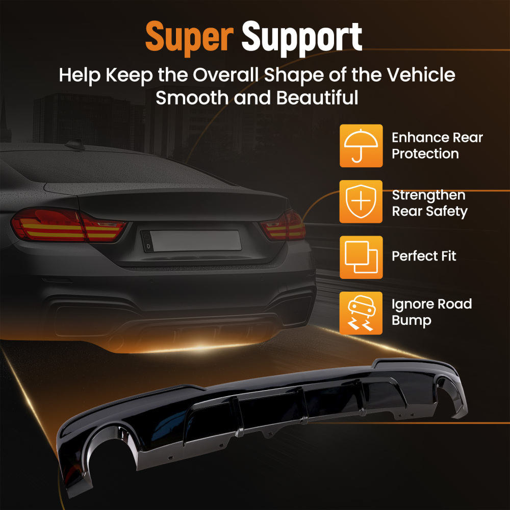 Black Rear Diffuser compatible for BMW F10 F11 5 Series Sport 2010-2016 PP Bumper Lip