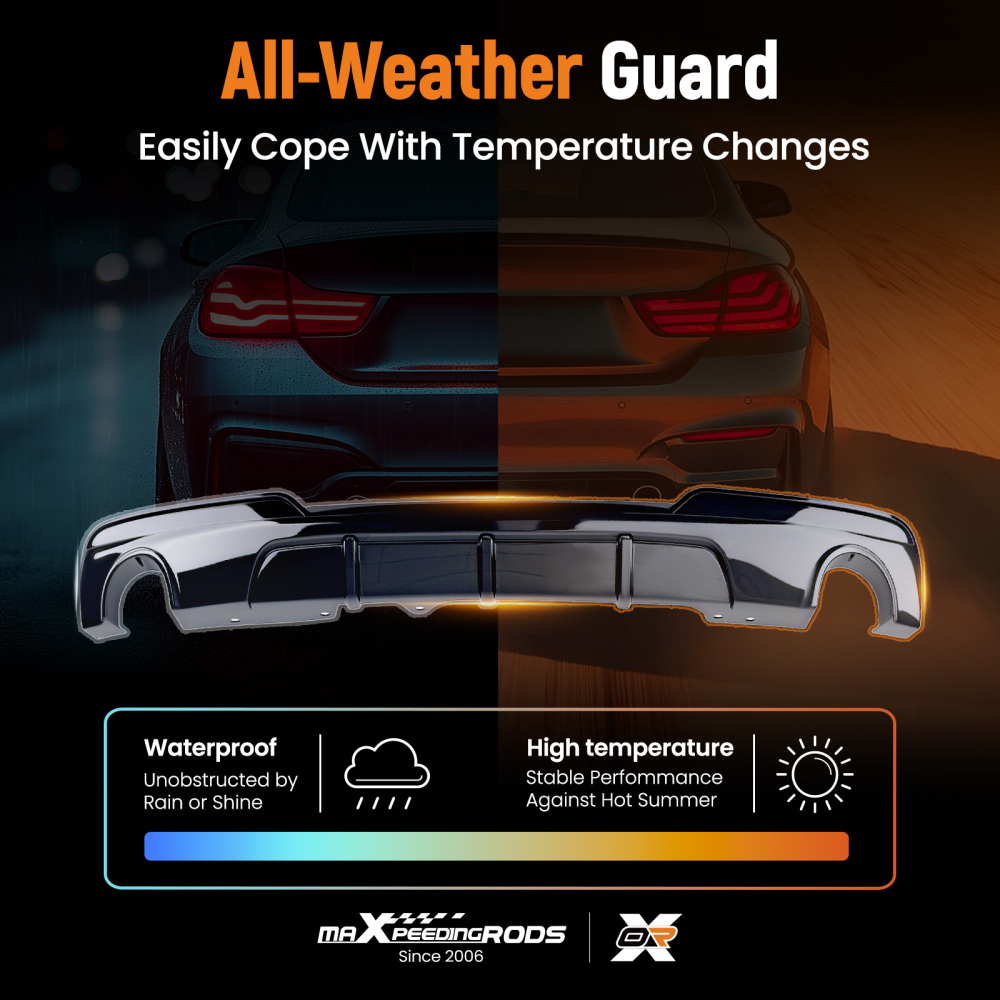 Black Rear Diffuser compatible for BMW F10 F11 5 Series Sport 2010-2016 PP Bumper Lip