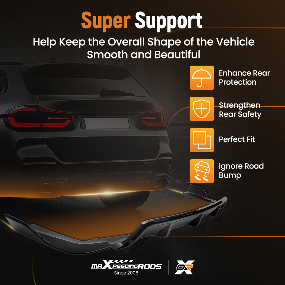 Rear Bumper Diffuser W/Corner Extension Gloss Black For 15-18 compatible for BMW X5 F15 M Sport