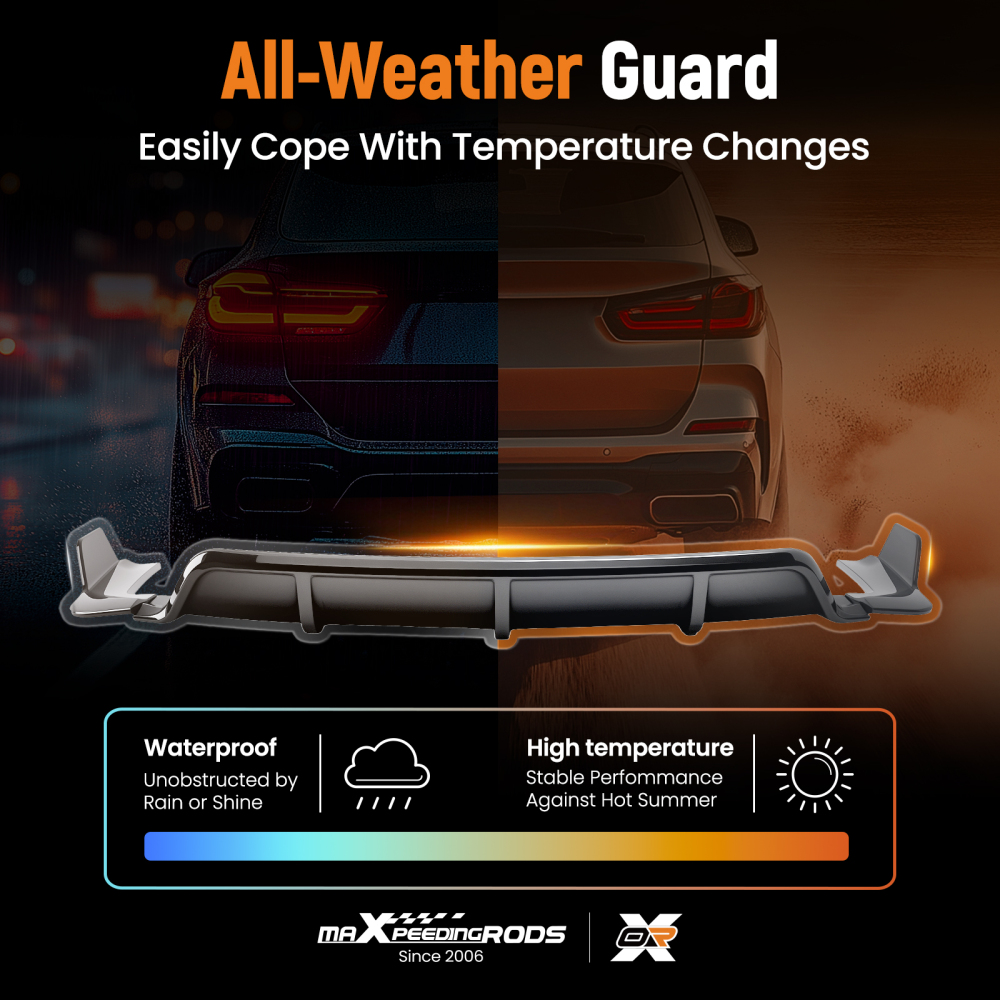 Rear Bumper Diffuser W/Corner Extension Gloss Black For 15-18 compatible for BMW X5 F15 M Sport