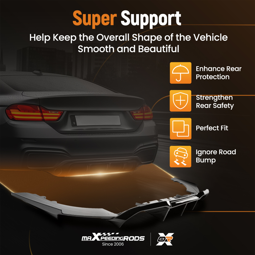 Aerodynamic Rear Bumper Lip compatible for BMW 2 Series F87 M2 2015-2020 Gloss Black