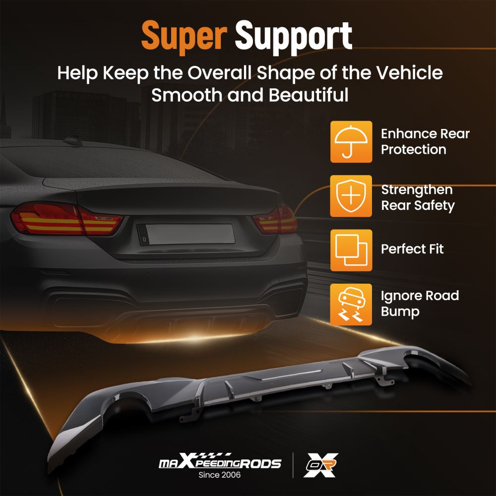 Rear Bumper Diffuser Lip compatible for BMW 3 Series G20 G21 2018-22 M Sport PP Black