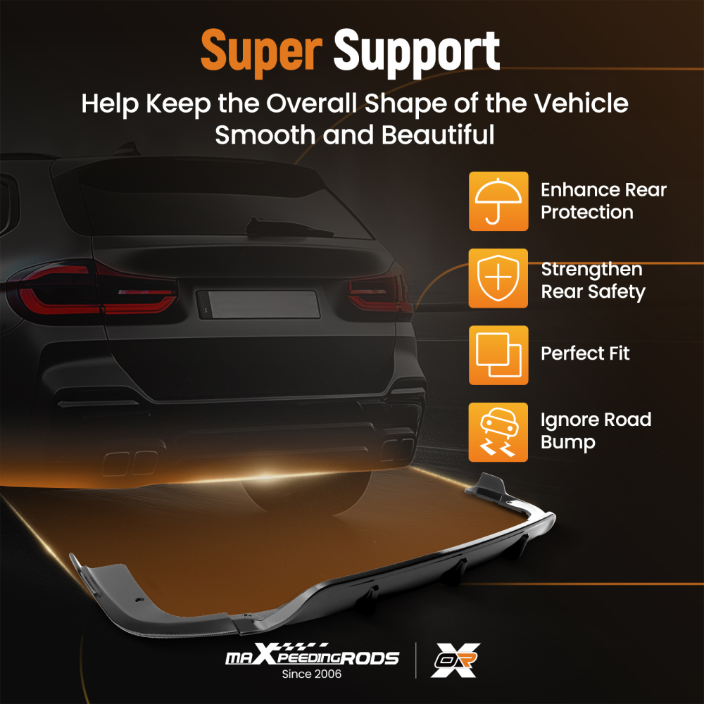 Rear Bumper Lip Diffuser Gloss Black ABS 3PCS For 19-25 compatible for BMW G05 X5 M Sport