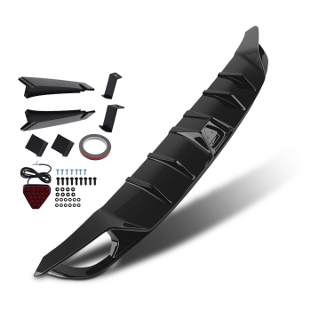 Rear Diffuser W/ Led Light For 2022-2023 compatible for Honda Civic MC Style FE180 Gloss Black