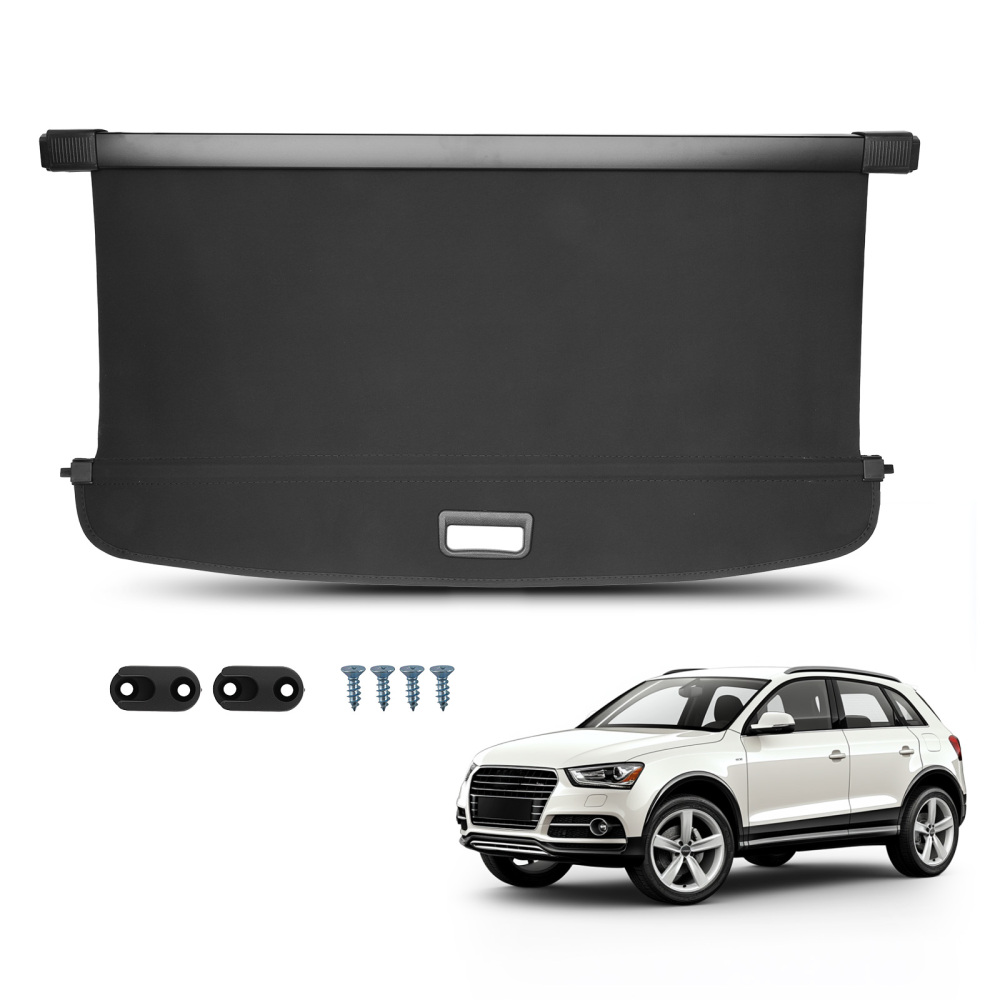Black Parcel Shelf Cover compatible for Audi Q3 12-15 1315Q3 Retractable Rear Luggage