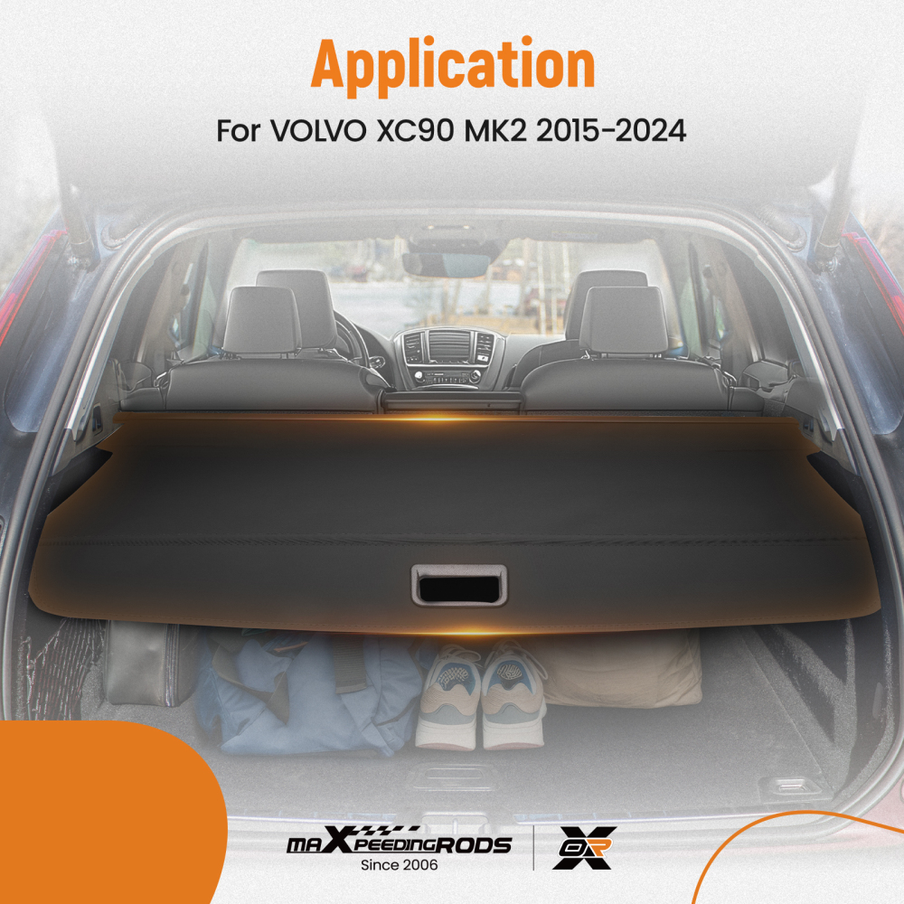 Black Luggage Parcel Shelf compatible for Volvo XC90 MK2 15-2024 32239156 Retractable Rear