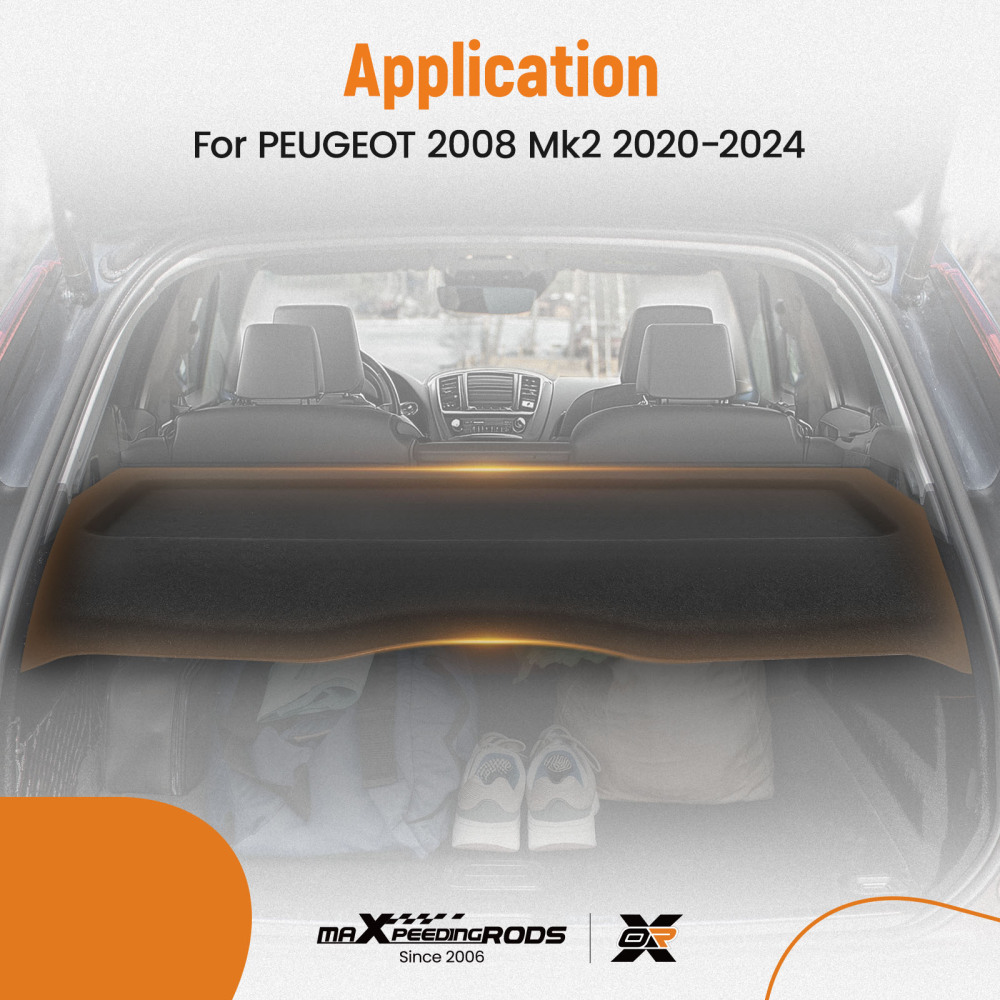 Black Parcel Shelf Cover compatible for PEUGEOT 2008 Mk2 2020-2024 Boot Storage 9825755580