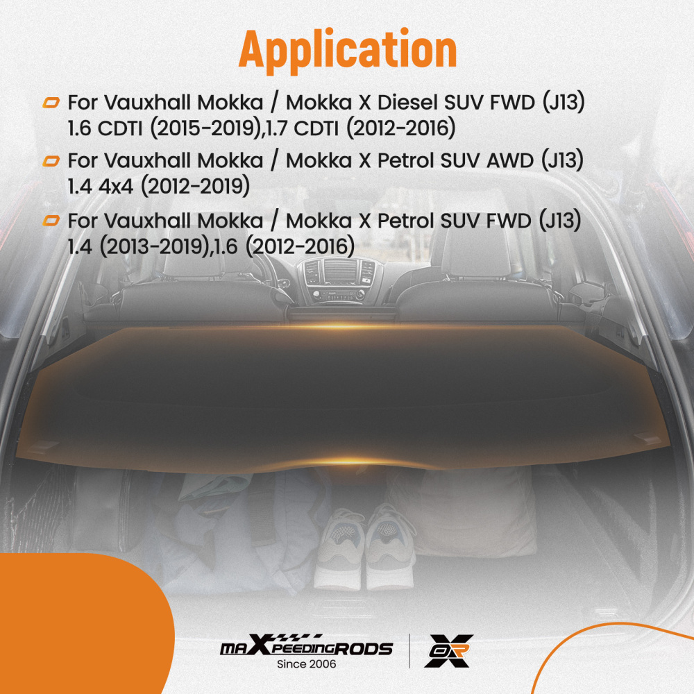 Cargo Cover Parcel Shelf Boot Cover compatible for Vauxhall Mokka 2012-19 Easy installation