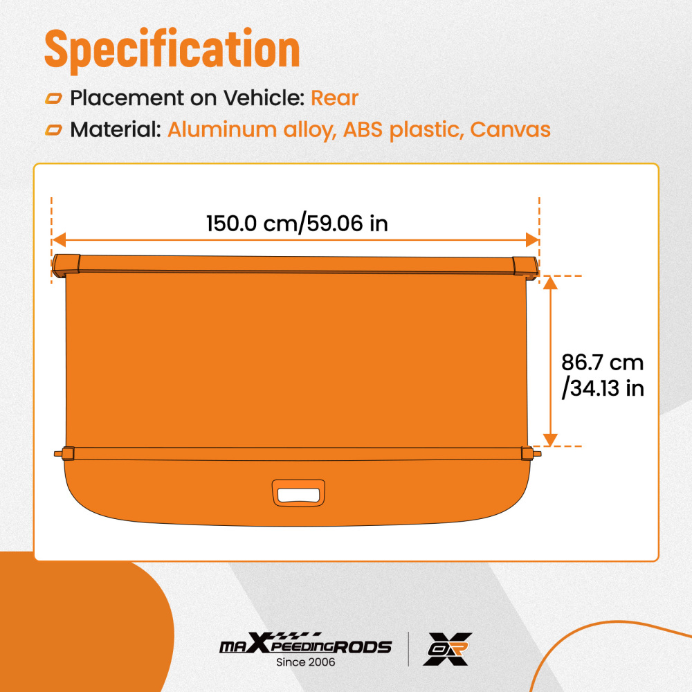 Boot Cover Parcel Shelf compatible for AUDI Q7 4L 2006-15 4L0863553 Retractable Waterproof