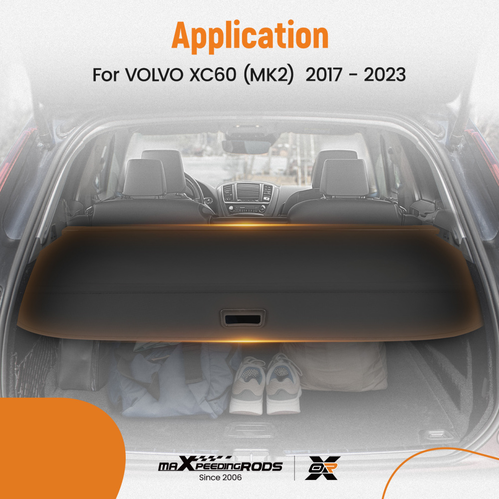 Parcel Shelf Luggage Load Cover compatible for Volvo XC60 MK2 2017-2023 Rear Retractable