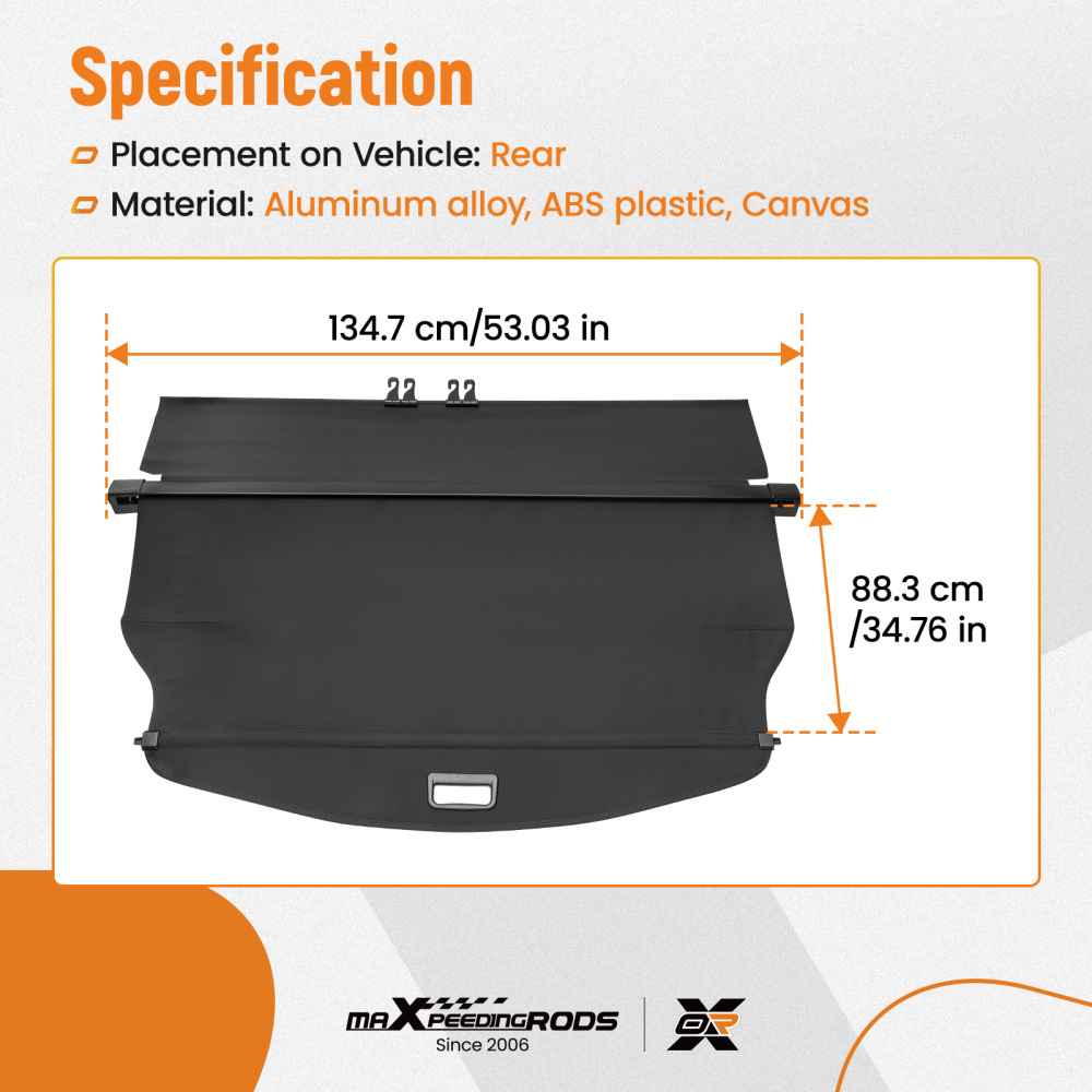 Black Cargo Cover Parcel Shelf compatible for Chevrolet Equinox 2010-2017 Easy Installation