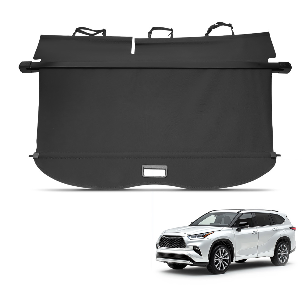 Cargo Cover Shade compatible for Toyota Highlander 2020-2023 Black Retractable Waterproof