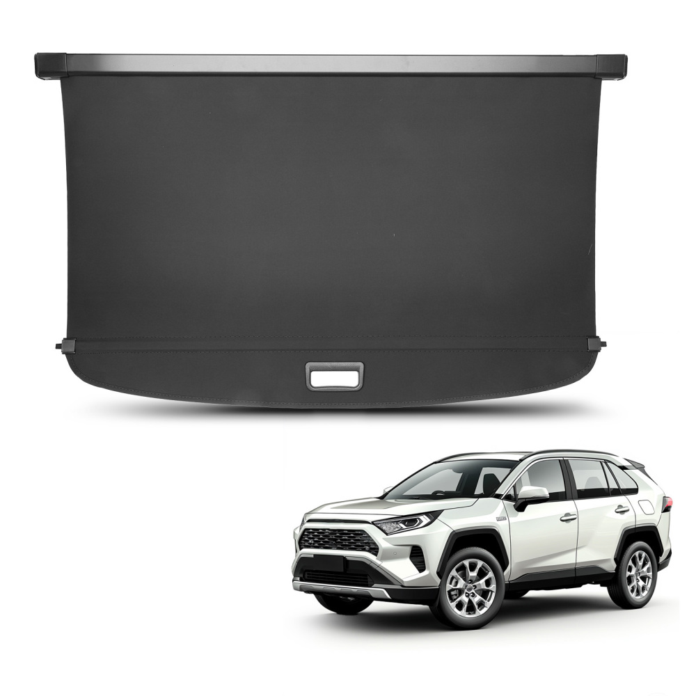 Black Rear Parcel Shelf Load Cover compatible for Toyota RAV4 MK5 2019-2025 Retractable