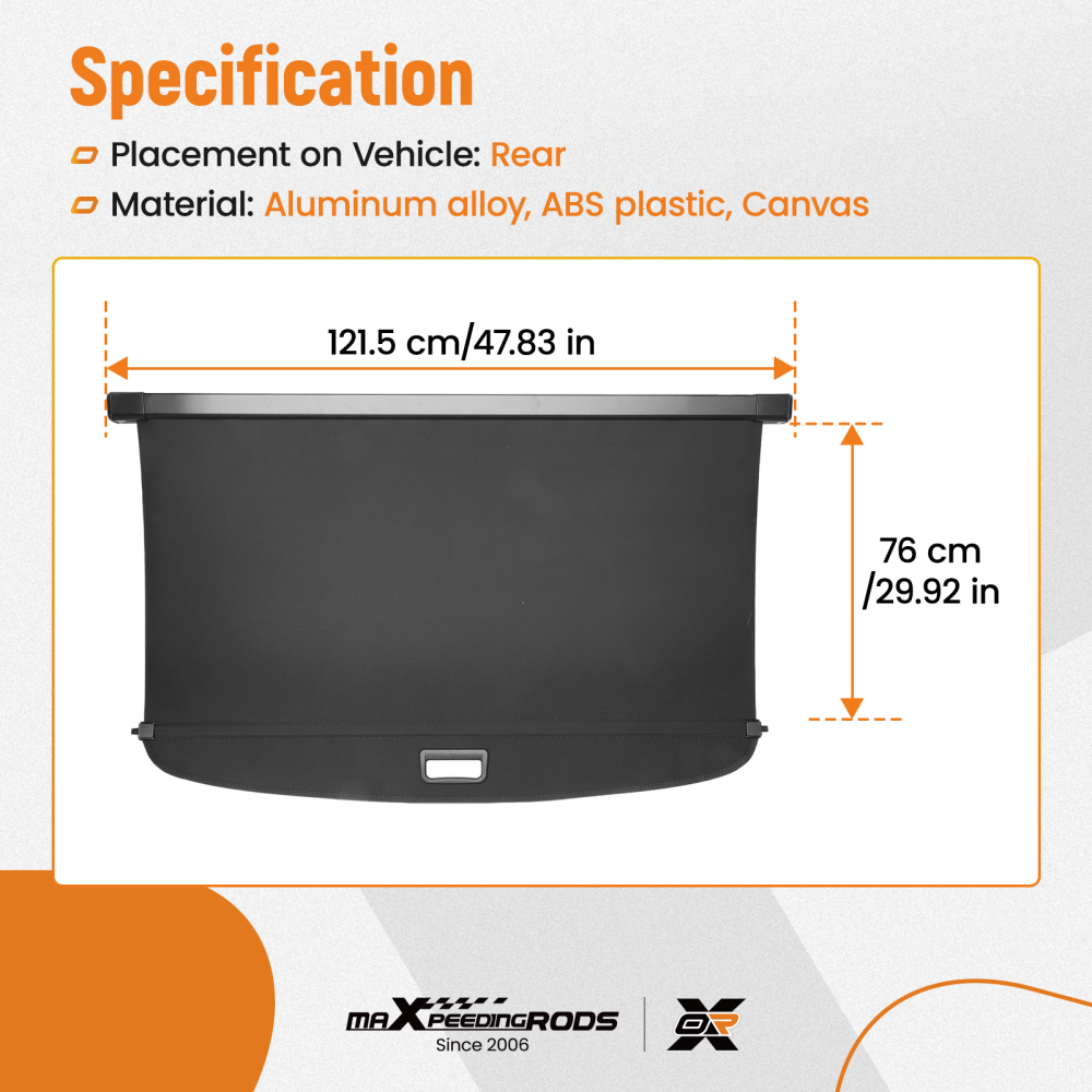 Black Rear Parcel Shelf Load Cover compatible for Toyota RAV4 MK5 2019-2025 Retractable