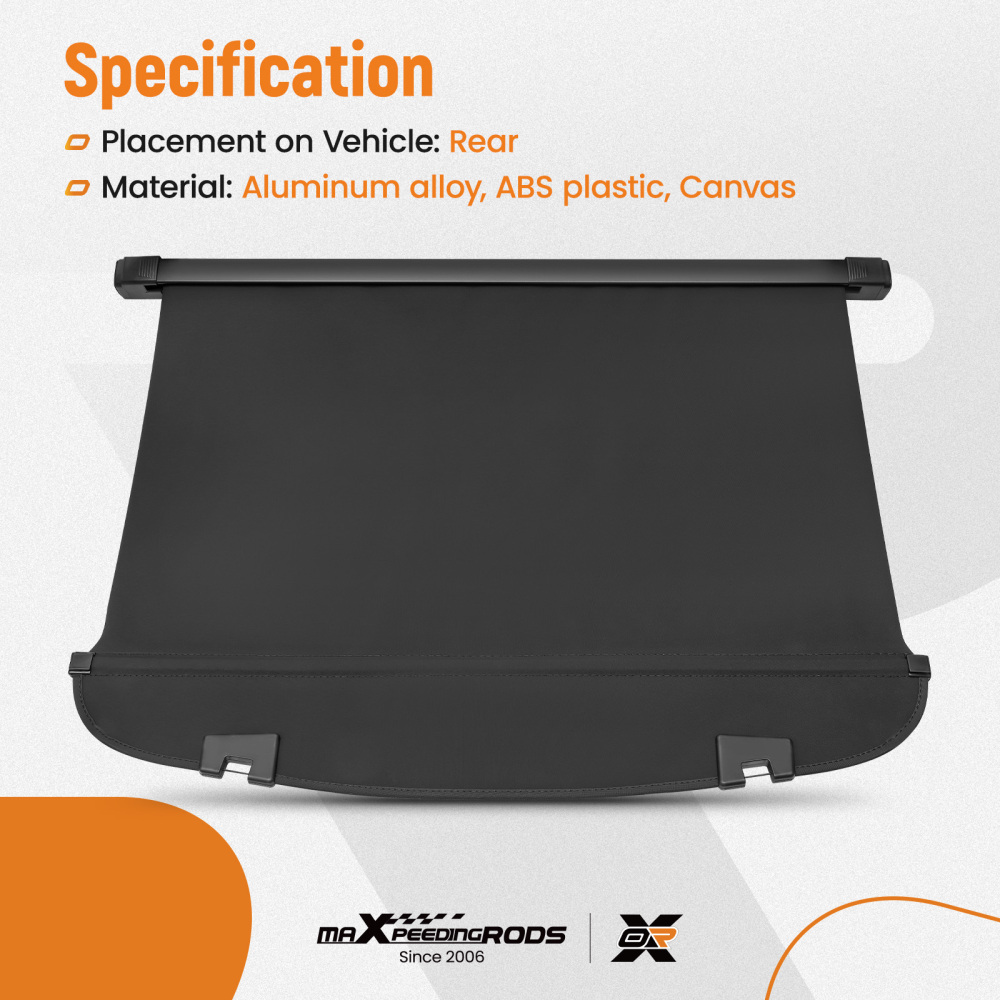 Black Canvas Cargo Cover compatible for Mazda CX-5 2017-24 Rear Retractable Privacy Shield