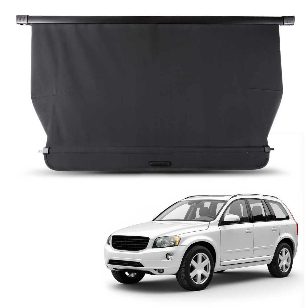 Black Rear Parcel Shelf Cargo Luggage Cover compatible for Volvo XC90 2003-2014 Retractable