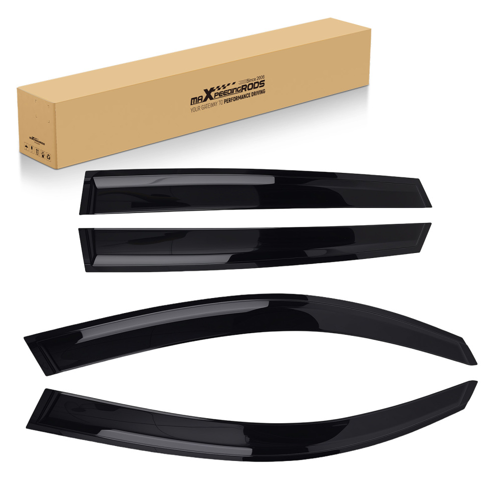 4x Rain Shield Window Visor compatible for AUDI Q5 MK2 2016+ Black Tinted Weather Guard Set