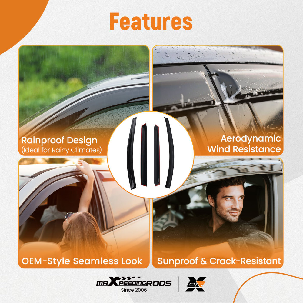 Wind Deflectors Guard Kit compatible for BMW X5 E53 1999-2006 Outside Mount Black Tinted