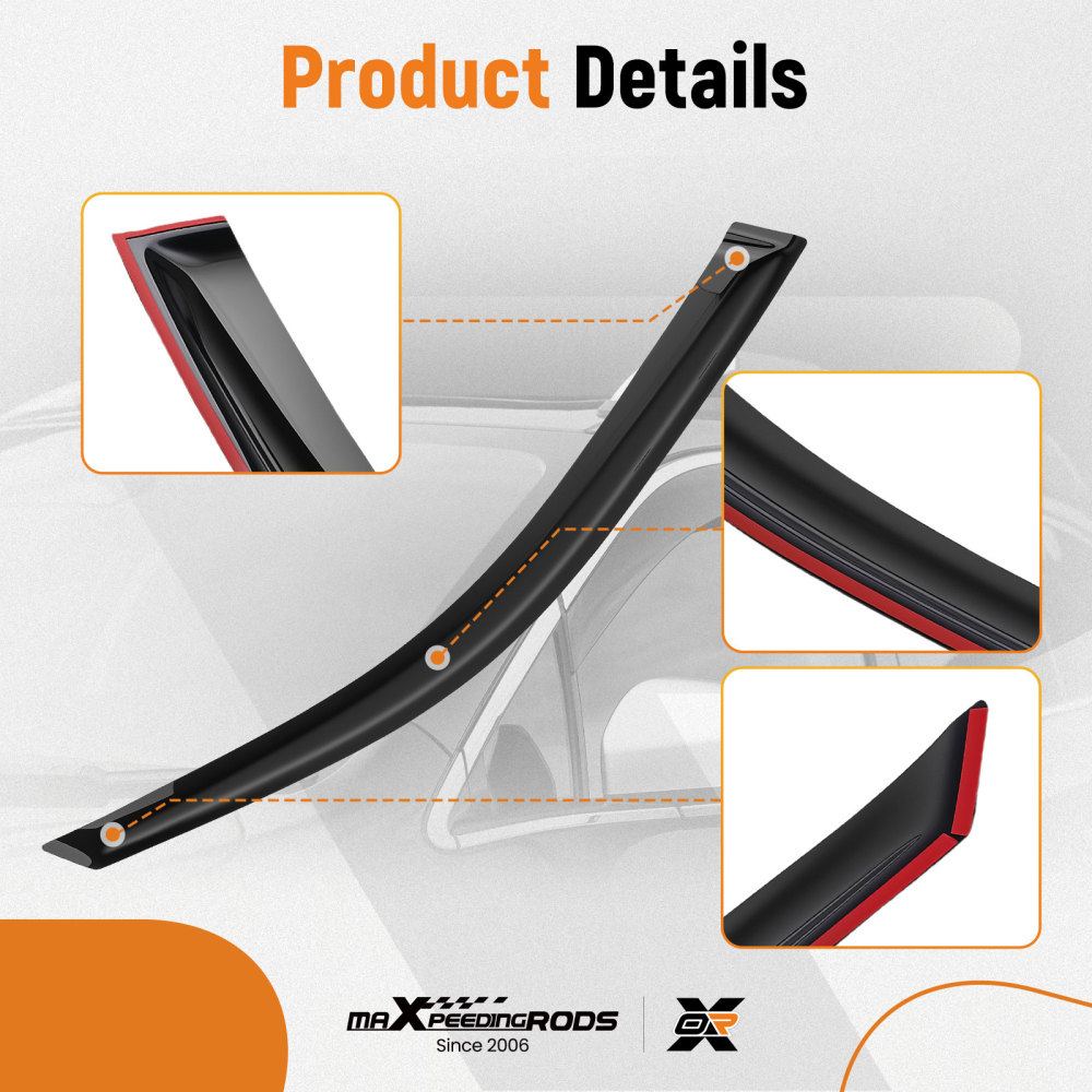 Wind Deflectors Guard Kit compatible for BMW X5 E53 1999-2006 Outside Mount Black Tinted