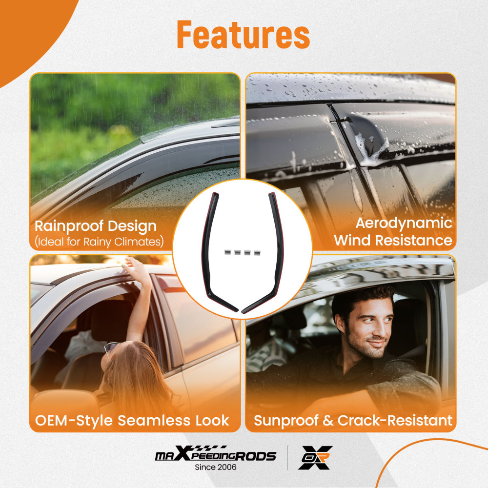 Wind DeflectorsVisors compatible for VW Caddy 2004-2020 Outside Mount Black4pc
