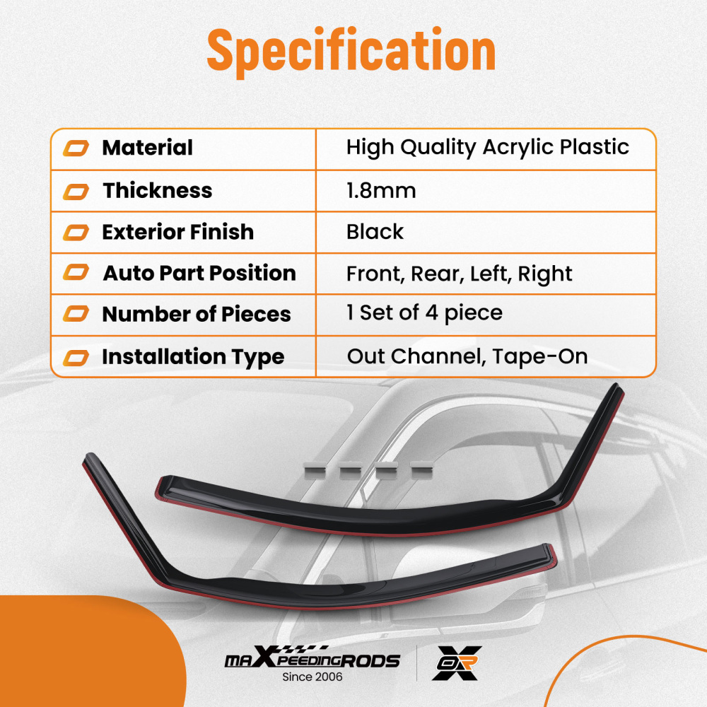 Wind Deflectors compatible for VW Caddy 2004-2020 Outside Mount Black Tinted 4pc Set