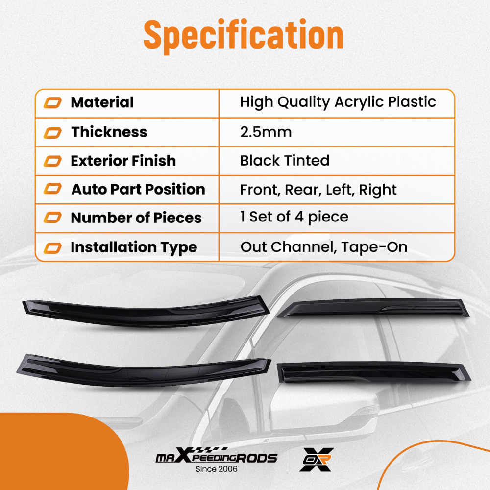 4pc Window Wind Deflectors Side Shields compatible for Kia Ceed MK2 2012-2018 Black Tinted