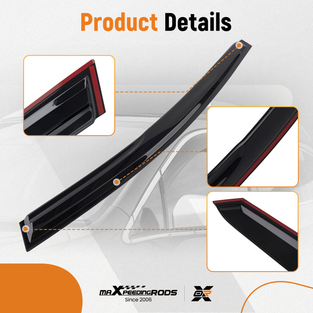 4pc Window Wind Deflectors Side Shields compatible for Kia Ceed MK2 2012-2018 Black Tinted