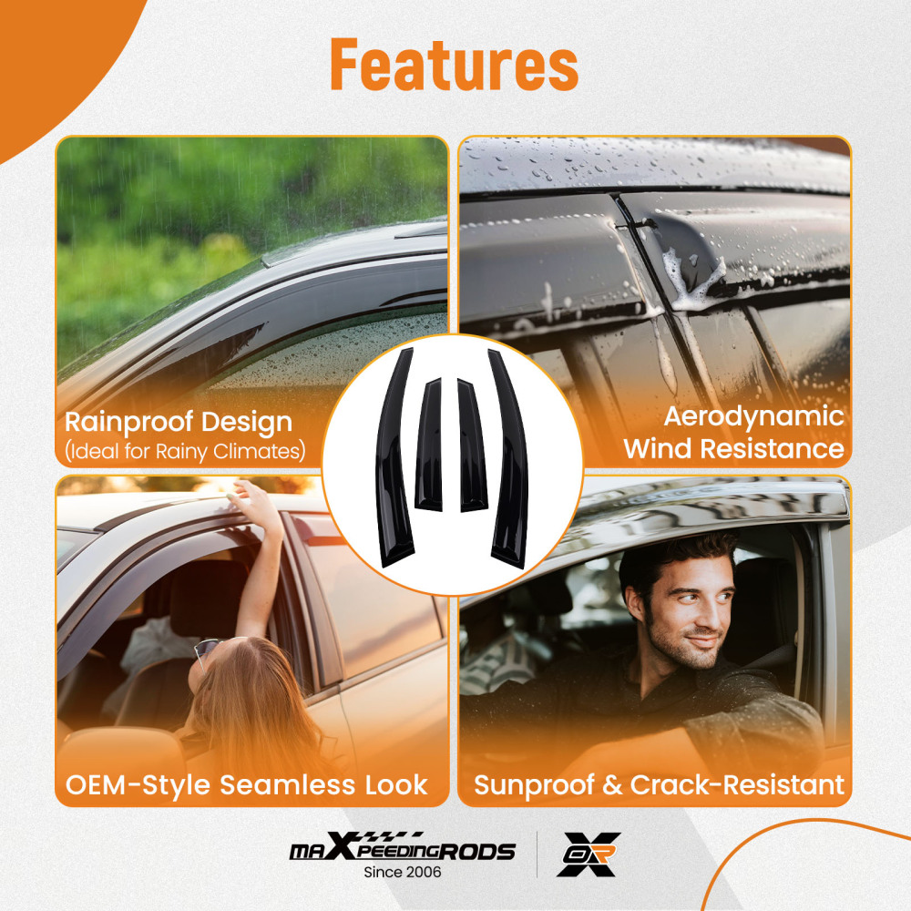 4pc Window Wind Deflectors Side Shields compatible for Kia Ceed MK2 2012-2018 Black Tinted