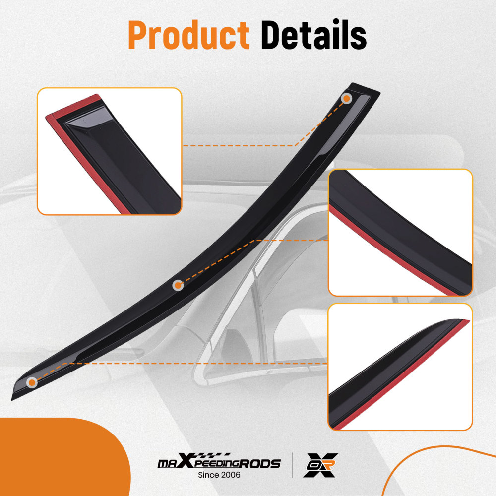 Door Rain Deflector Set compatible for Ford Focus MK4 2018-2021 Black Outside Mount 4PC