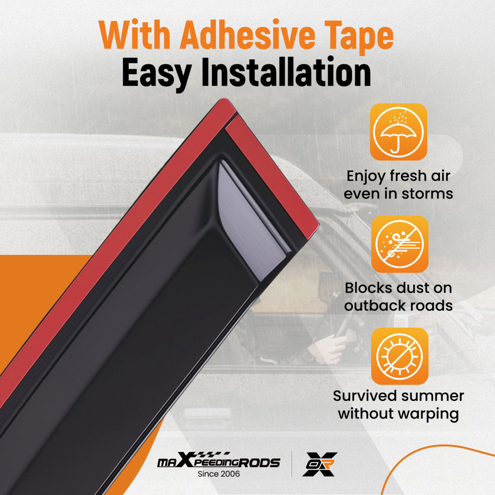 Door Rain Deflector Set compatible for Ford Focus MK4 2018-2021 Black Outside Mount 4PC