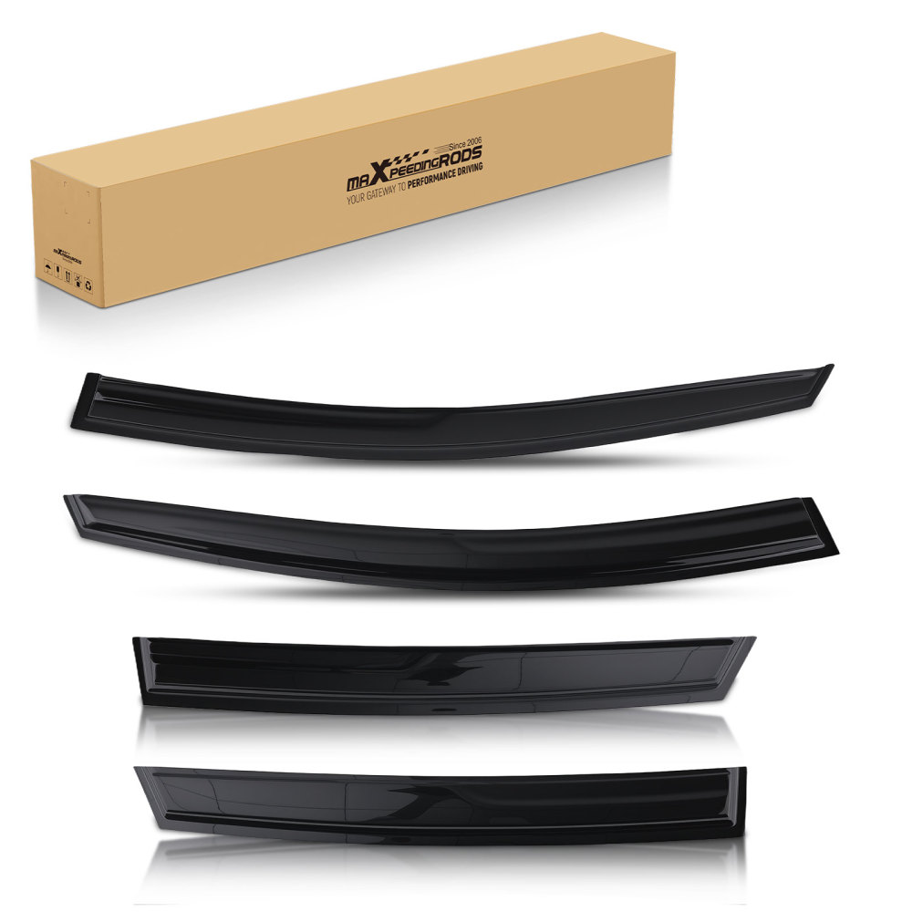 Door Rain Guard Deflector compatible for Ford Fiesta 2008-2017 Outside Mount Black Tinted