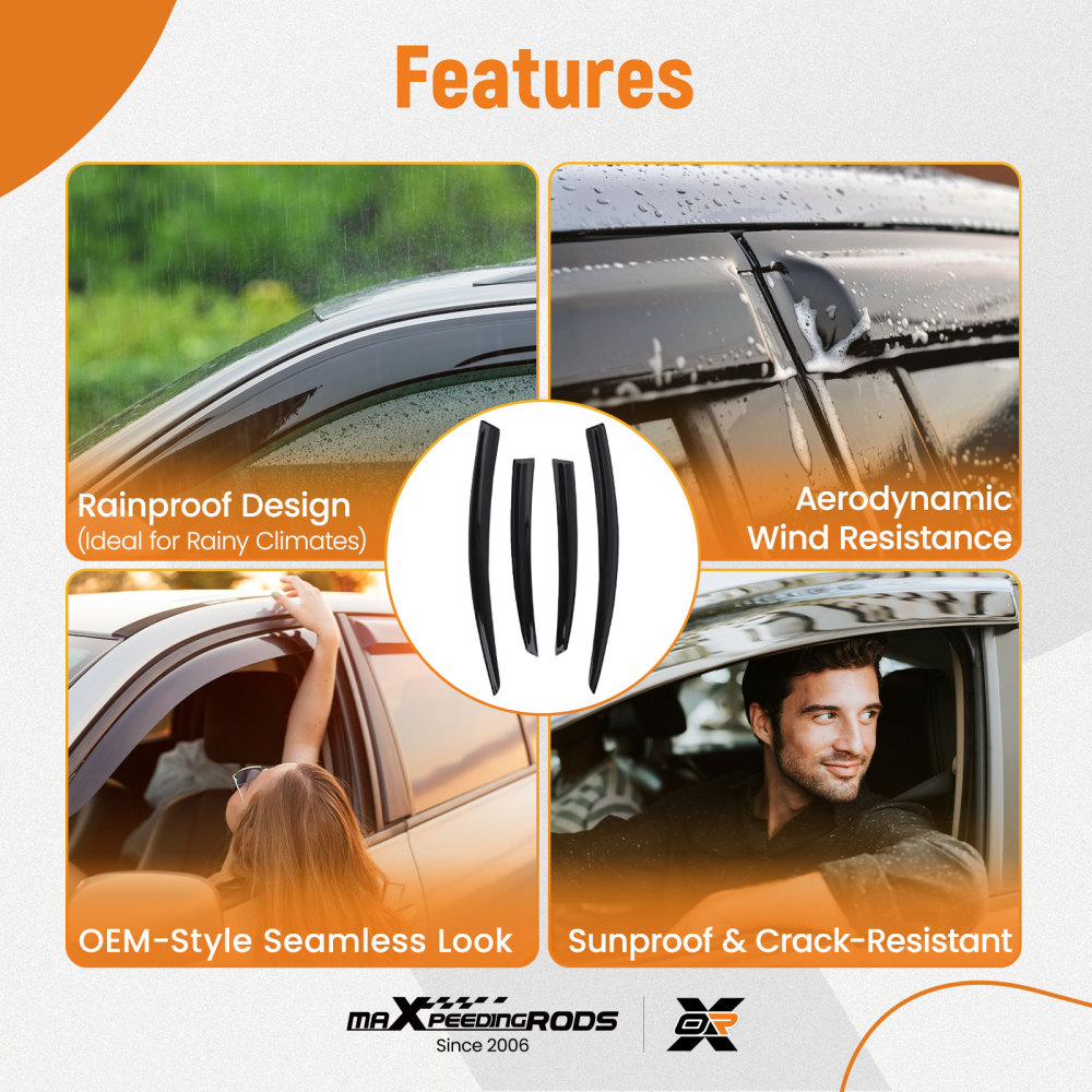 Acrylic Wind Deflectors compatible for Ford Mondeo 07-14 Outside Mount Side Window Visors