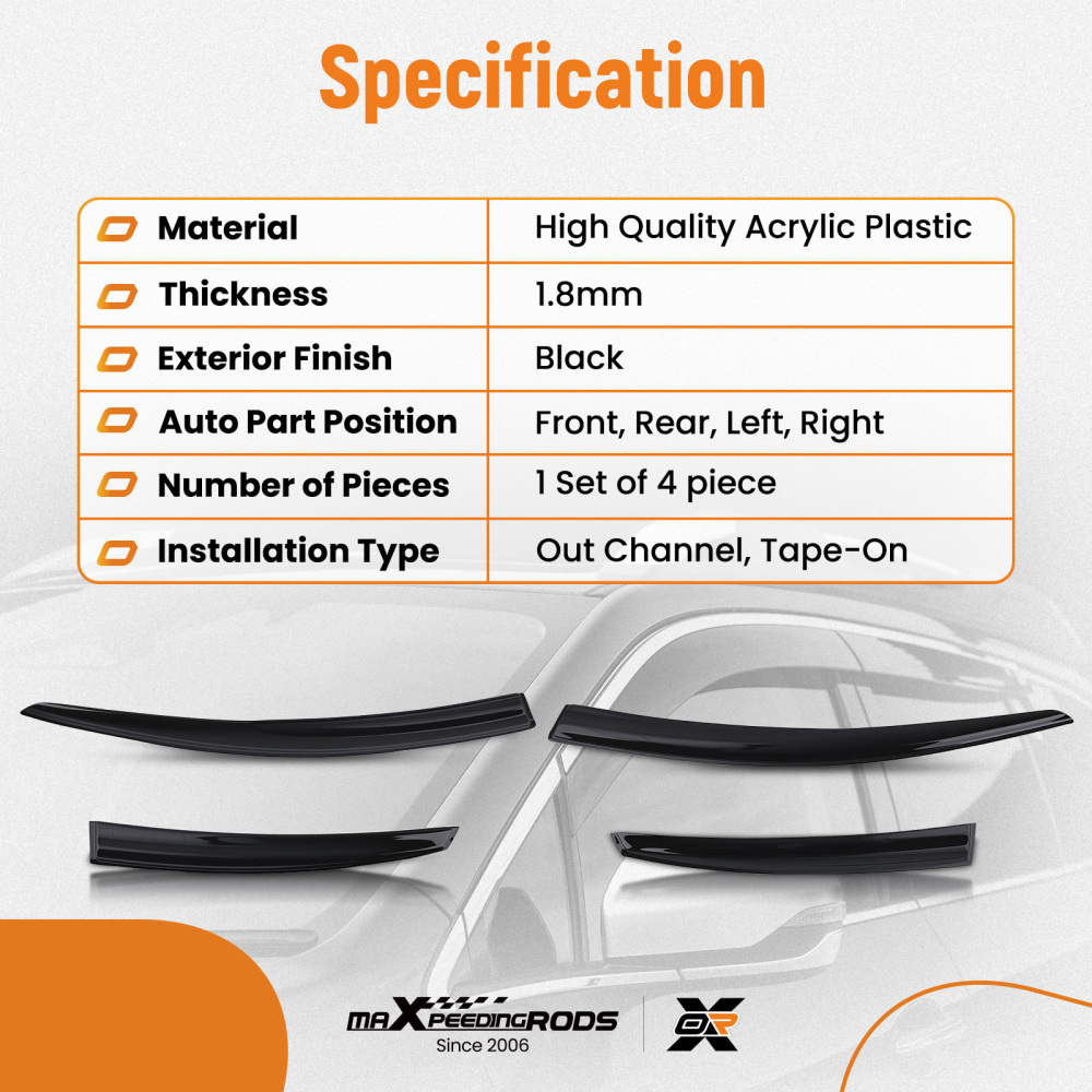 Acrylic Wind Deflectors compatible for Ford Mondeo 07-14 Outside Mount Side Window Visors