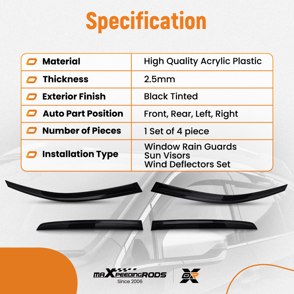 4PC Side Window Rain Guards Set compatible for VW GOLF MK6 2008-2012 Black