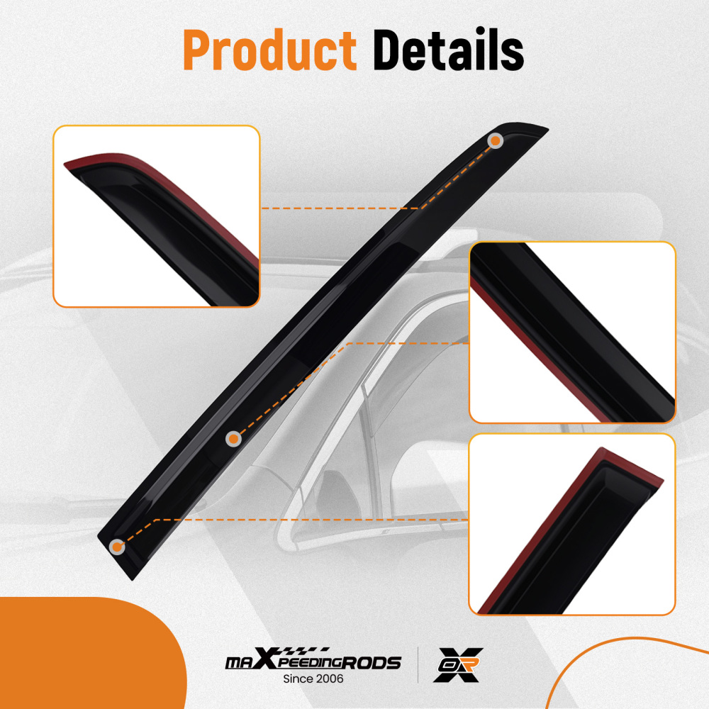 4PC Side Window Rain Guards Set compatible for VW GOLF MK6 2008-2012 Black