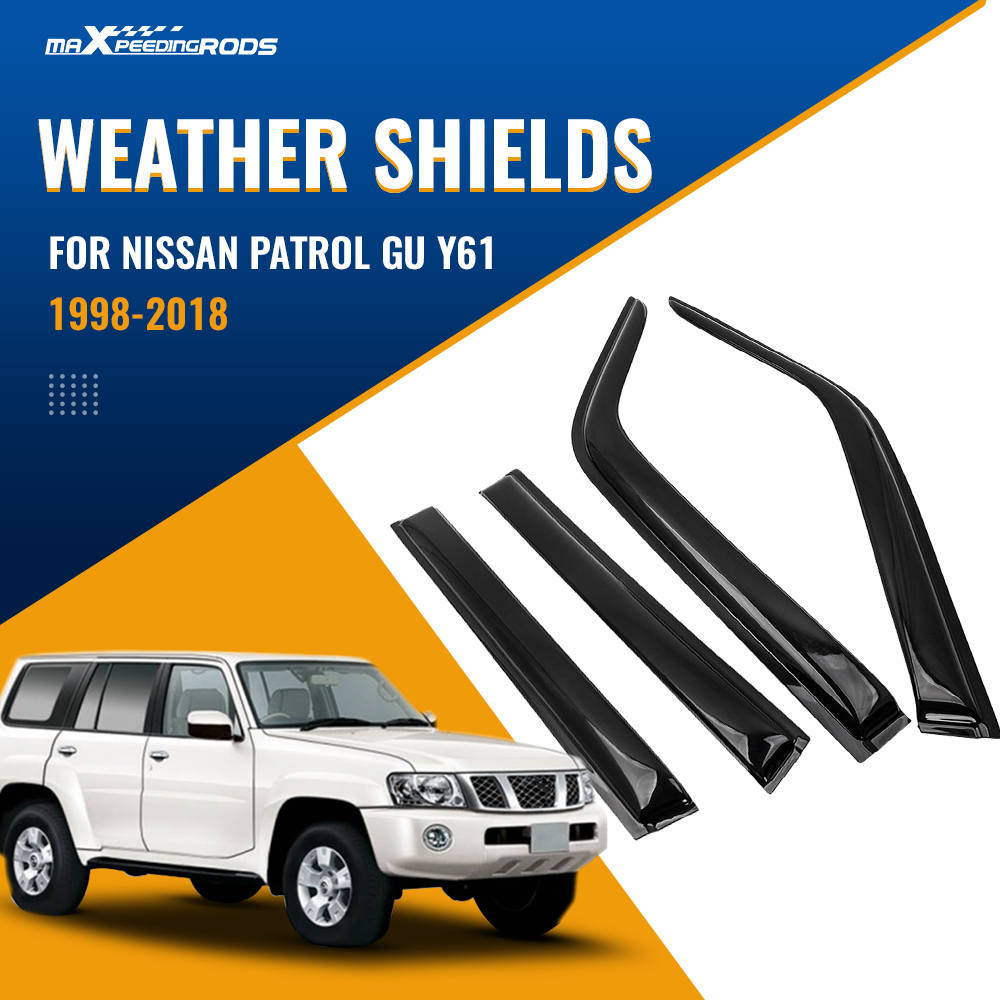 4 Weather Weathershields compatible for Nissan Patrol Y61 GU 98-18 Window Door Visor New