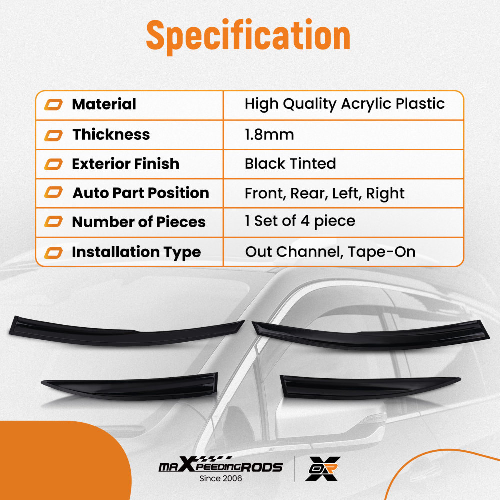 Wind Deflectors compatible for HONDA CIVIC MK8 2006-2012 5 Door Hatchback 4pc Tinted