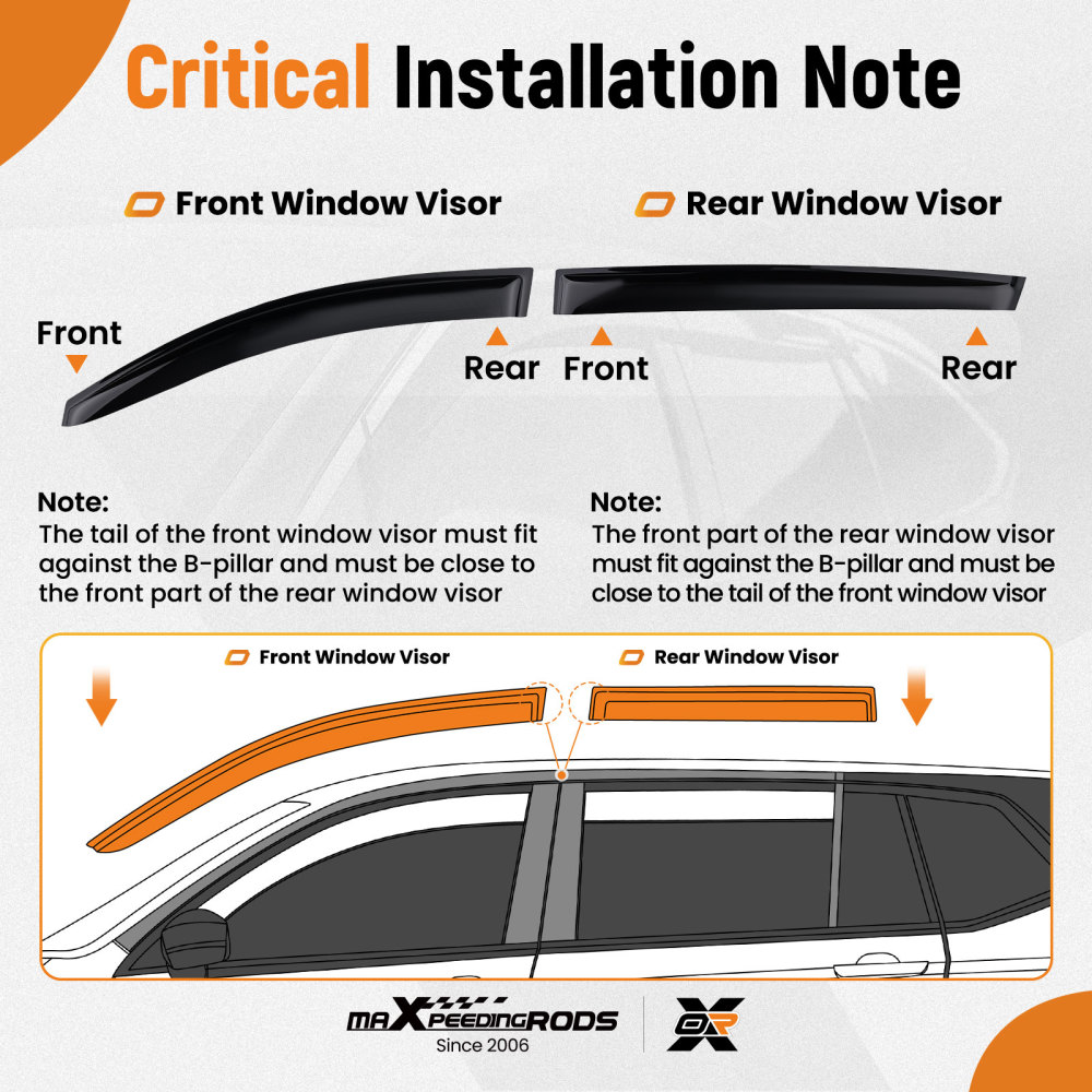 Door Deflector Set compatible for Kia Sportage 2010-2015 Outside Mount Black Tinted Set 4pc