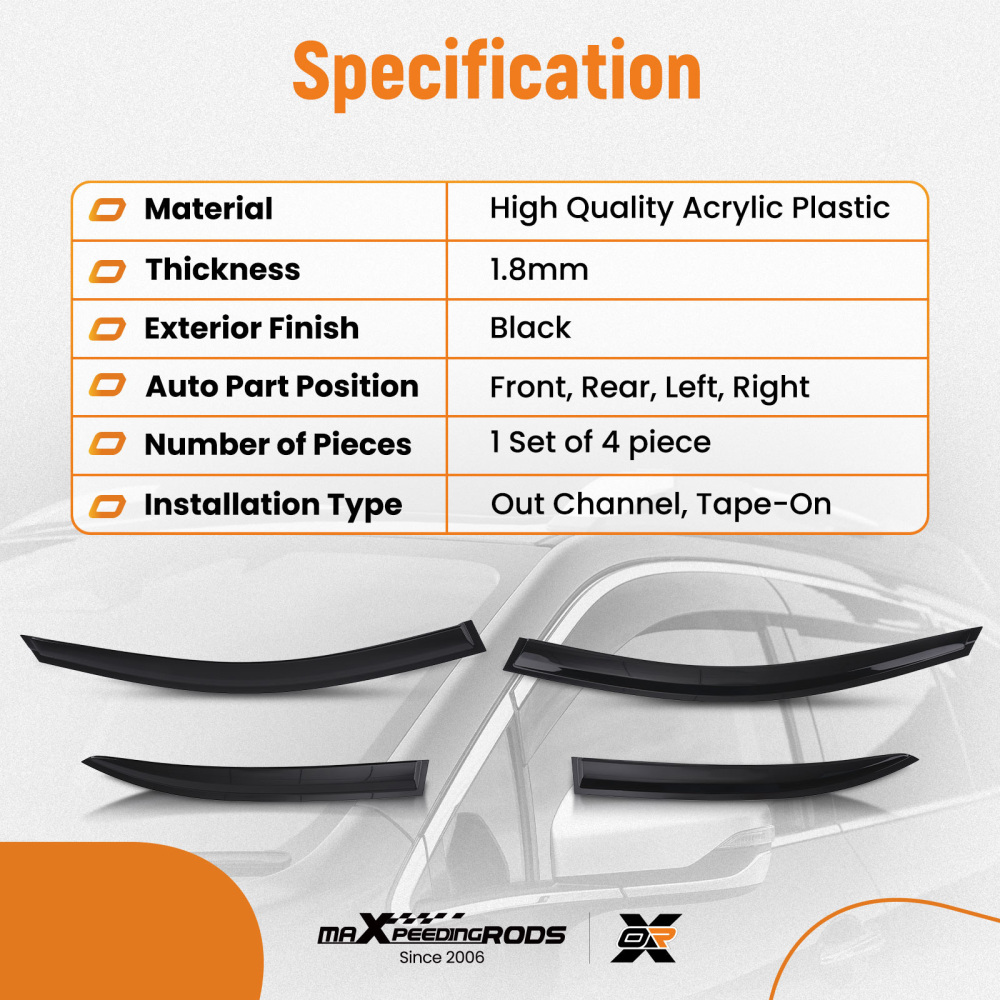 Wind Visor Deflectors compatible for Mercedes C-Class 14-22 Saloon Outside Mount Black