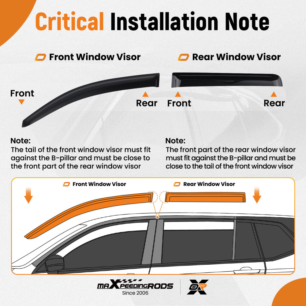Door Rain Shields compatible for Mitsubishi Outlander 2012-2020 Outside Mount Black 4PC Set