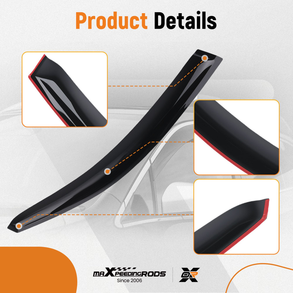 Door Rain Shields compatible for Mitsubishi Outlander 2012-2020 Outside Mount Black 4PC Set