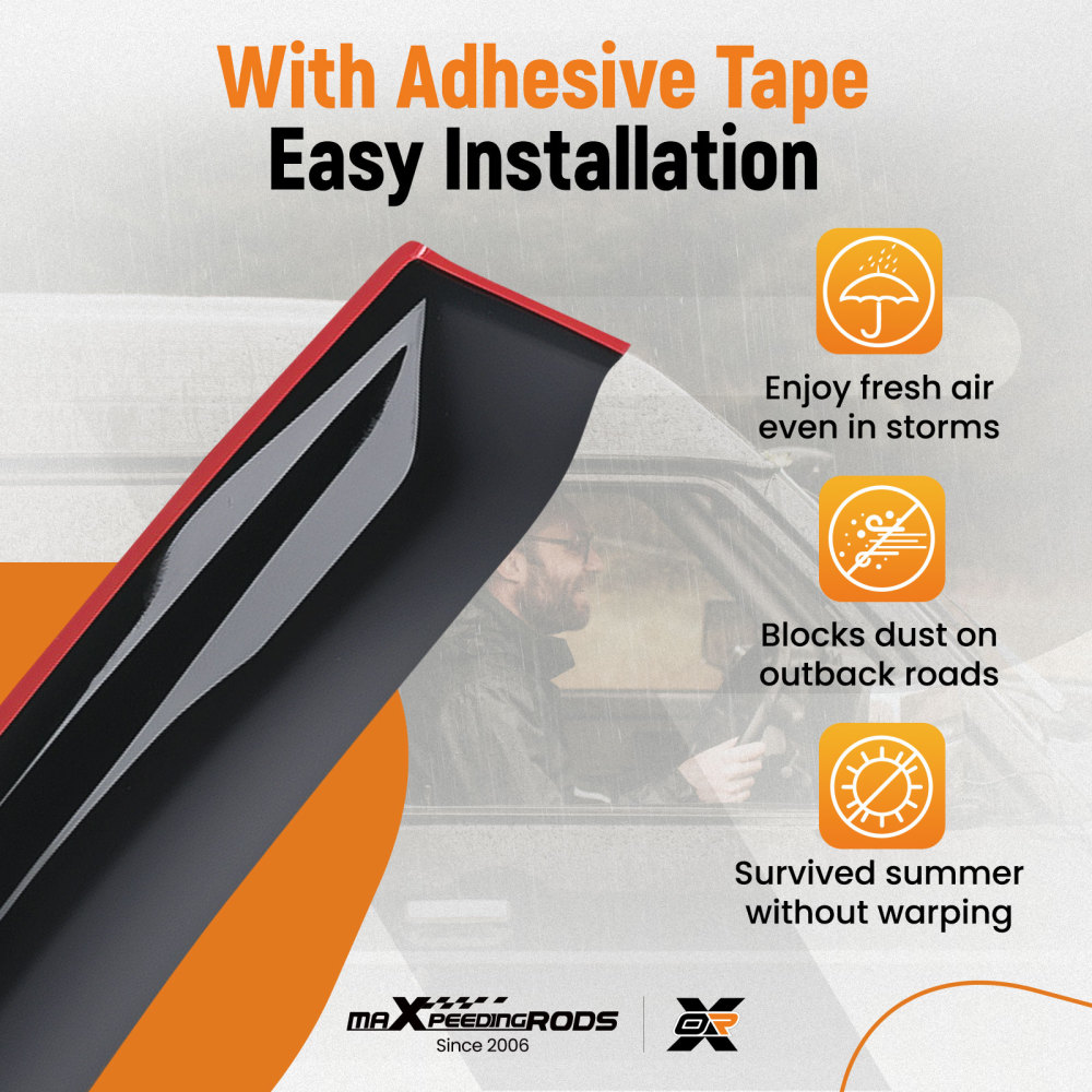 Door Rain Shields compatible for Mitsubishi Outlander 2012-2020 Outside Mount Black 4PC Set