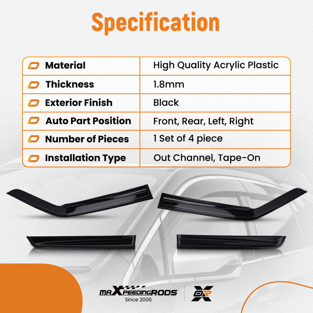 4pcs Vent Shields compatible for Nissan Juke 2010-2019 Outside Mount Black Tinted Set