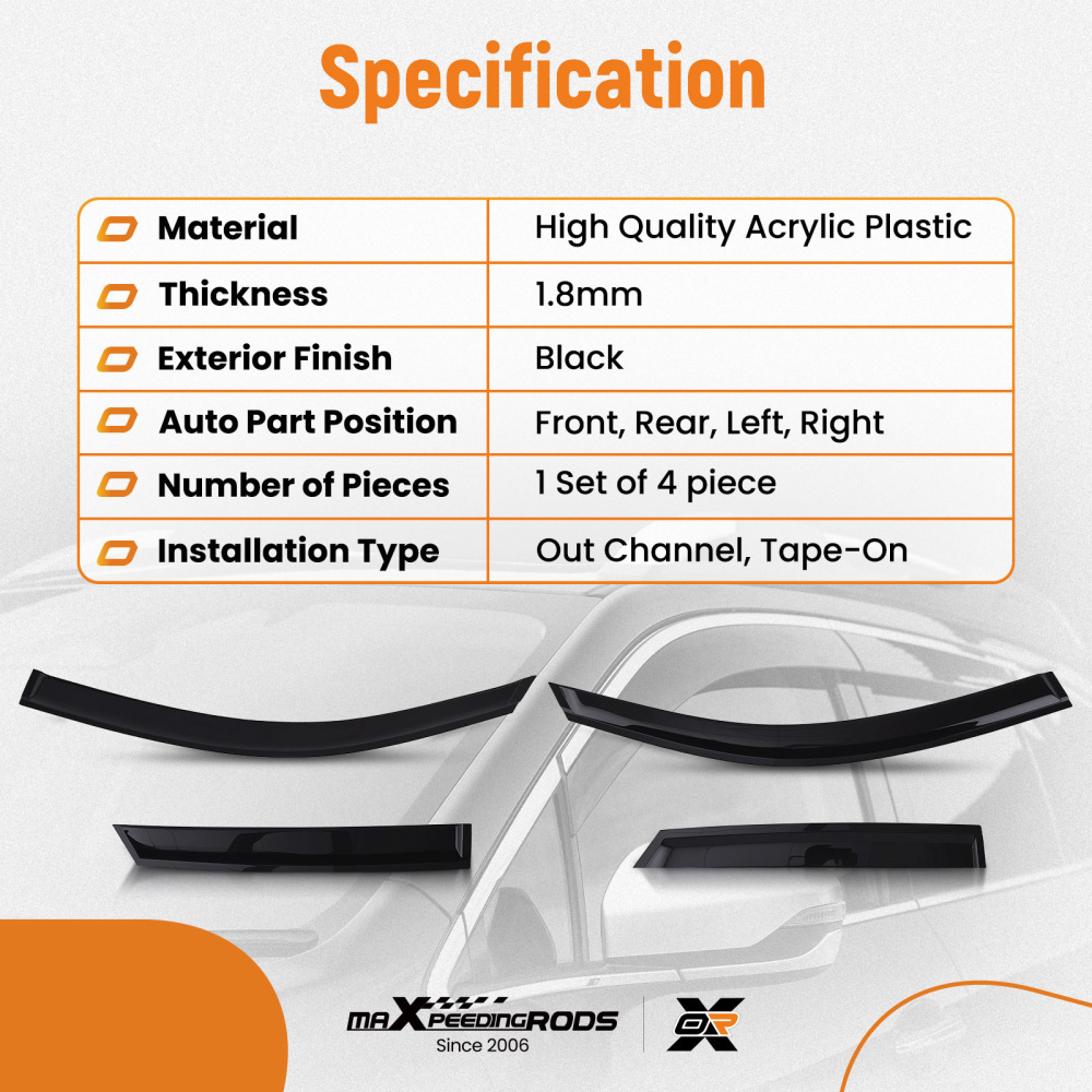 Door Rain Shield Guards compatible for Audi Q3 2011-2018 Outside Mount 4PC Tinted Set